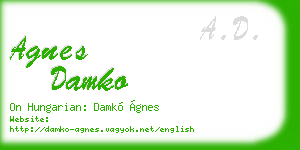 agnes damko business card